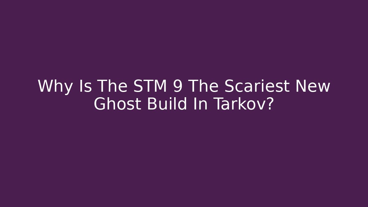 Why Is The STM 9 The Scariest New Ghost Build In Tarkov?