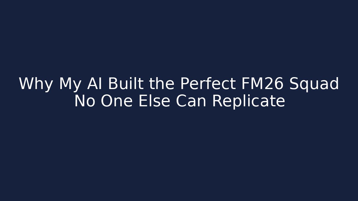 Why My AI Built the Perfect FM26 Squad No One Else Can Replicate