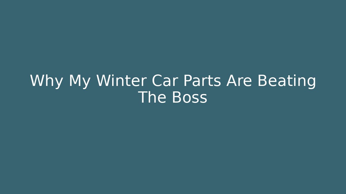 Why My Winter Car Parts Are Beating The Boss