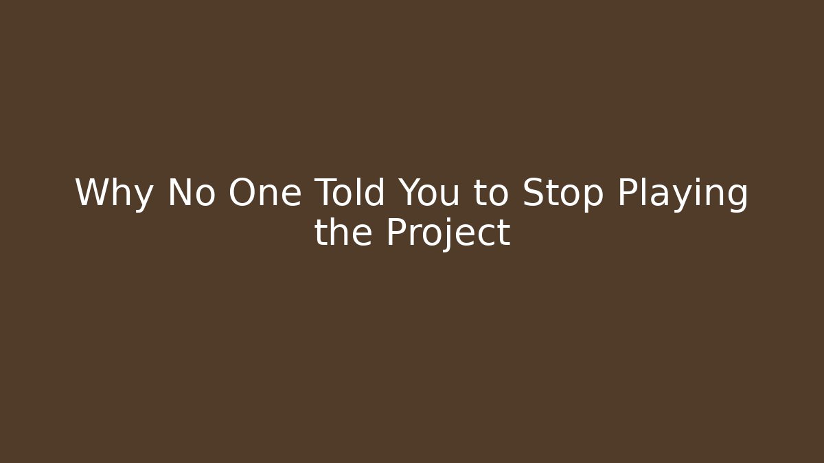 Why No One Told You to Stop Playing the Project