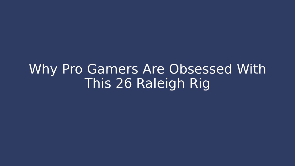 Why Pro Gamers Are Obsessed With This 26 Raleigh Rig