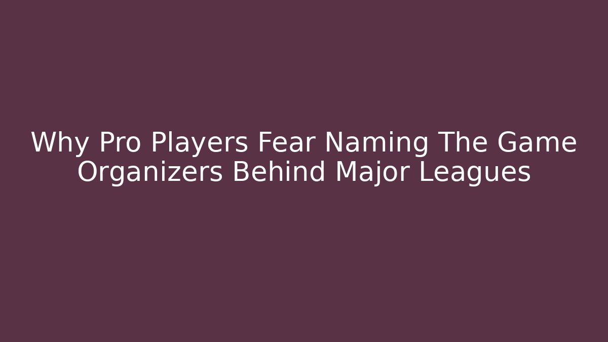 Why Pro Players Fear Naming The Game Organizers Behind Major Leagues