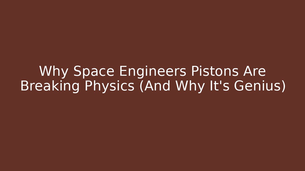 Why Space Engineers Pistons Are Breaking Physics (And Why It's Genius)