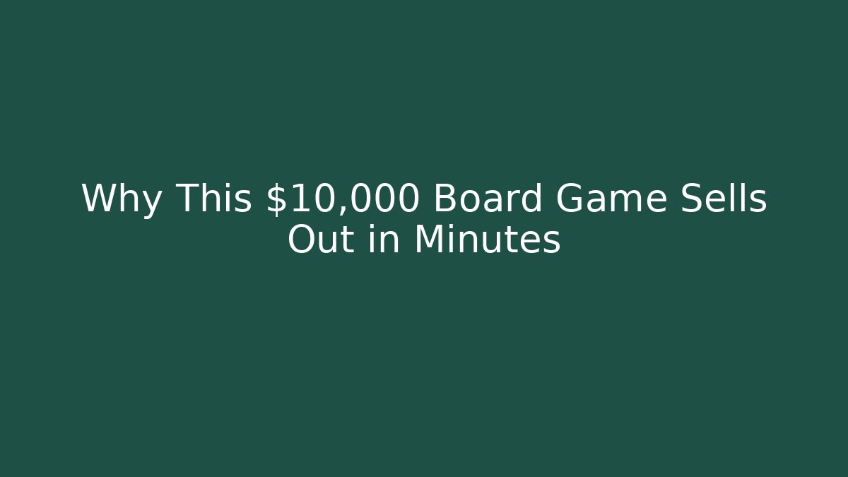 Why This $10,000 Board Game Sells Out in Minutes