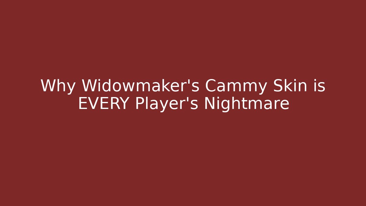 Why Widowmaker's Cammy Skin is EVERY Player's Nightmare