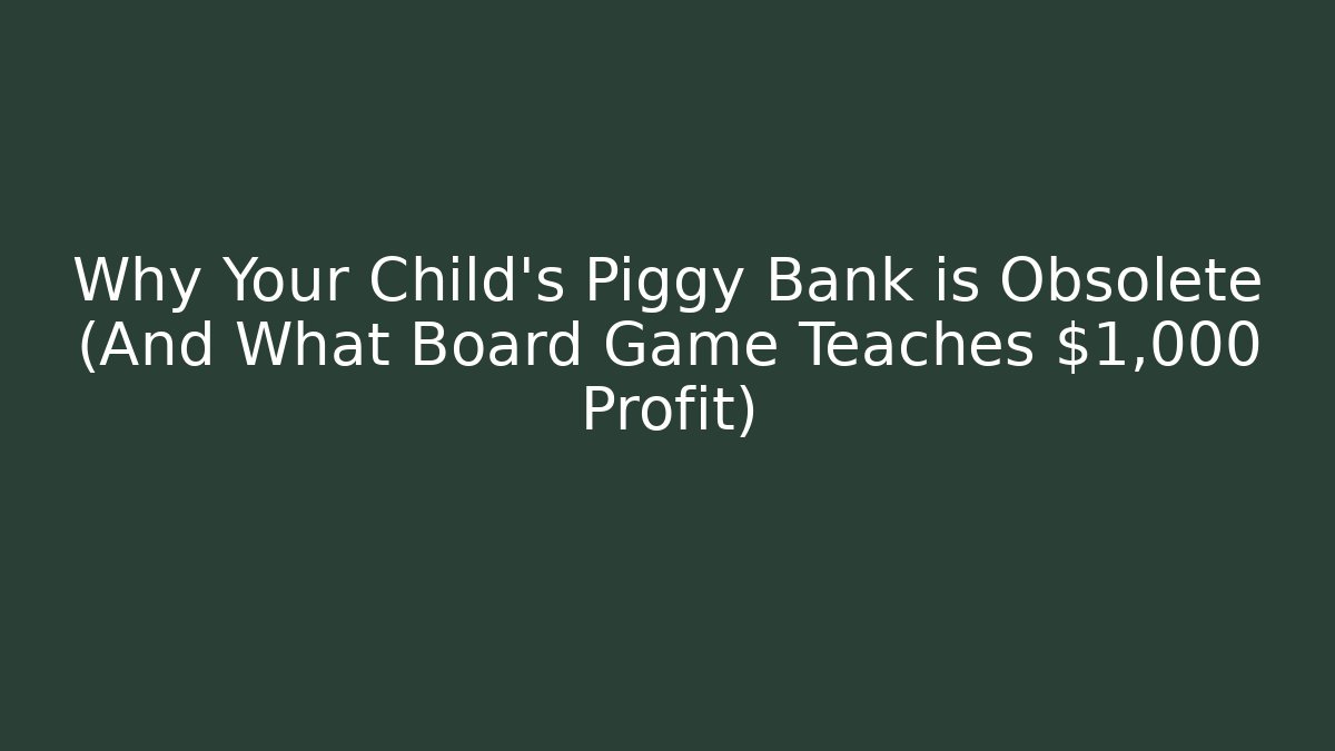 Why Your Child’s Piggy Bank is Obsolete (And What Board Game Teaches $1,000 Profit)