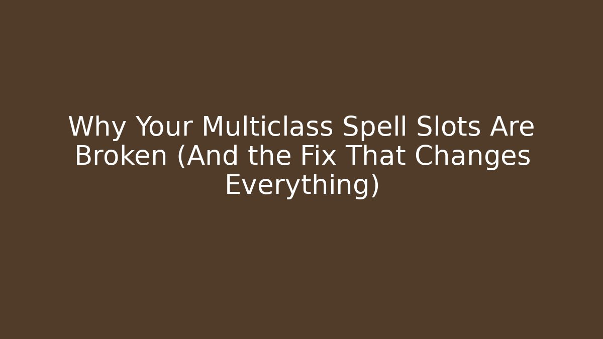 Why Your Multiclass Spell Slots Are Broken (And the Fix That Changes Everything)