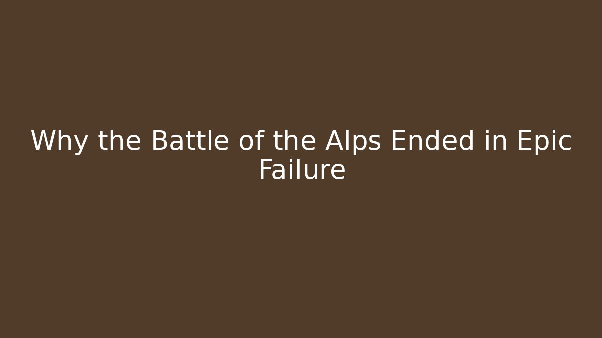 Why the Battle of the Alps Ended in Epic Failure