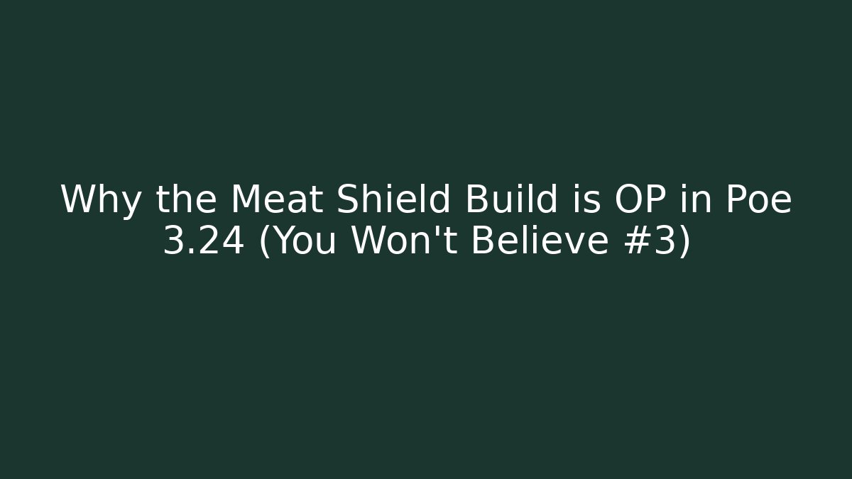 Why the Meat Shield Build is OP in Poe 3.24 (You Won't Believe #3)