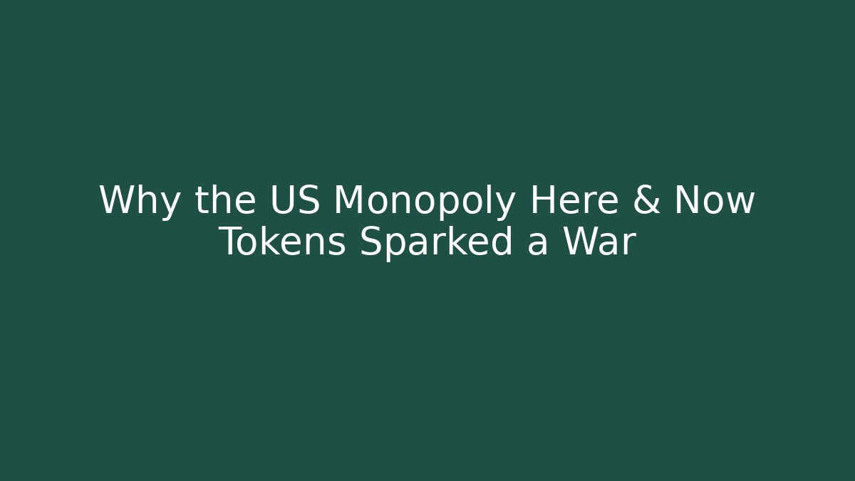Why the US Monopoly Here & Now Tokens Sparked a War