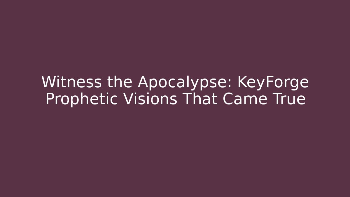 Witness the Apocalypse: KeyForge Prophetic Visions That Came True