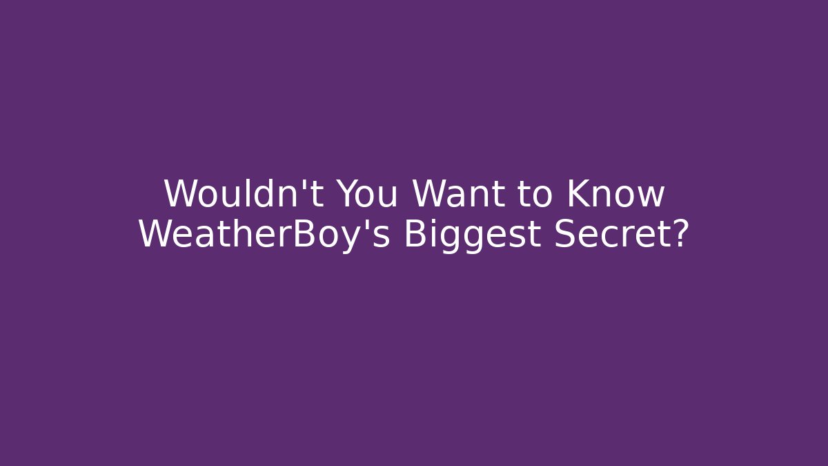 Wouldn't You Want to Know WeatherBoy's Biggest Secret?