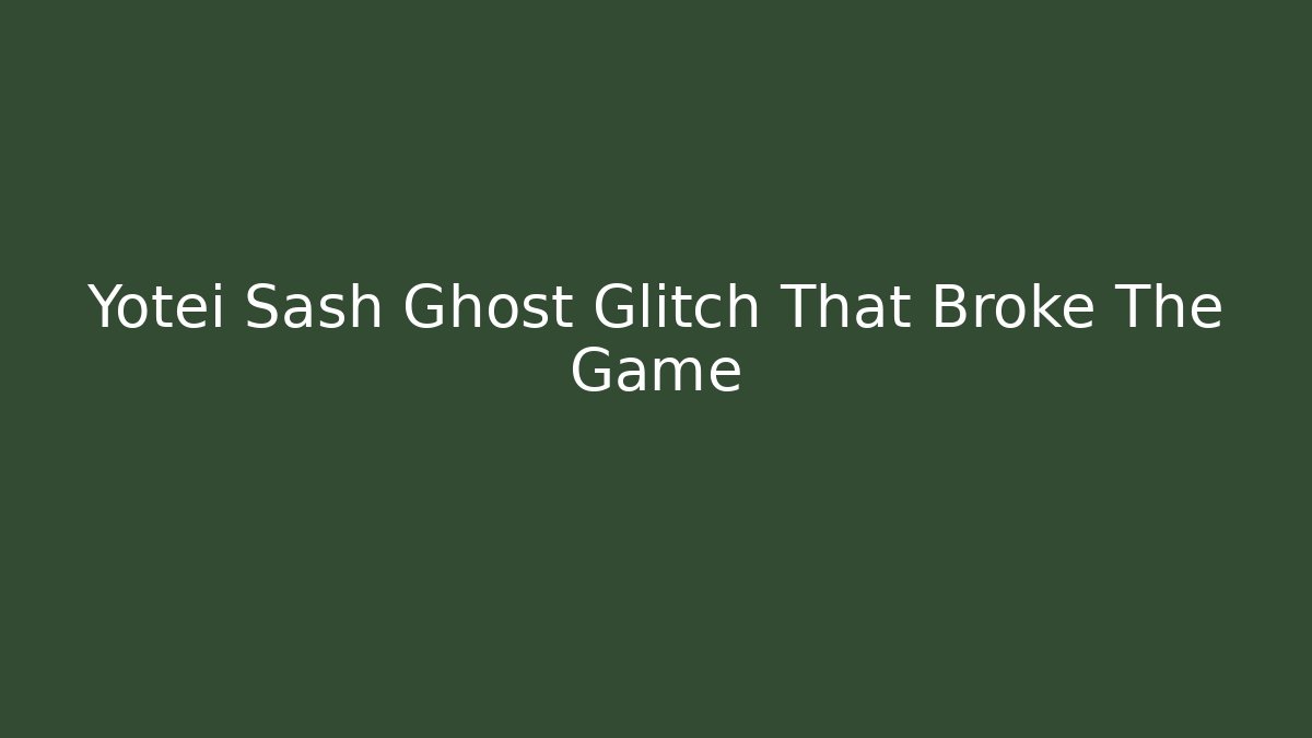 Yotei Sash Ghost Glitch That Broke The Game