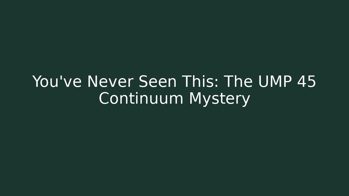 You’ve Never Seen This: The UMP 45 Continuum Mystery
