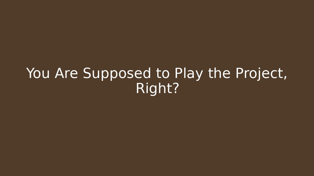 You Are Supposed to Play the Project, Right?