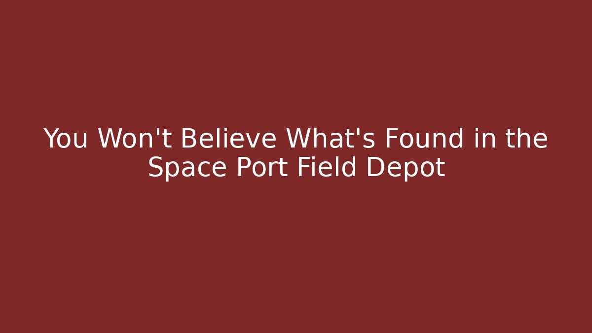You Won't Believe What's Found in the Space Port Field Depot