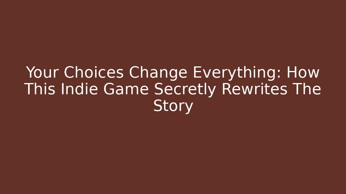 Your Choices Change Everything: How This Indie Game Secretly Rewrites The Story