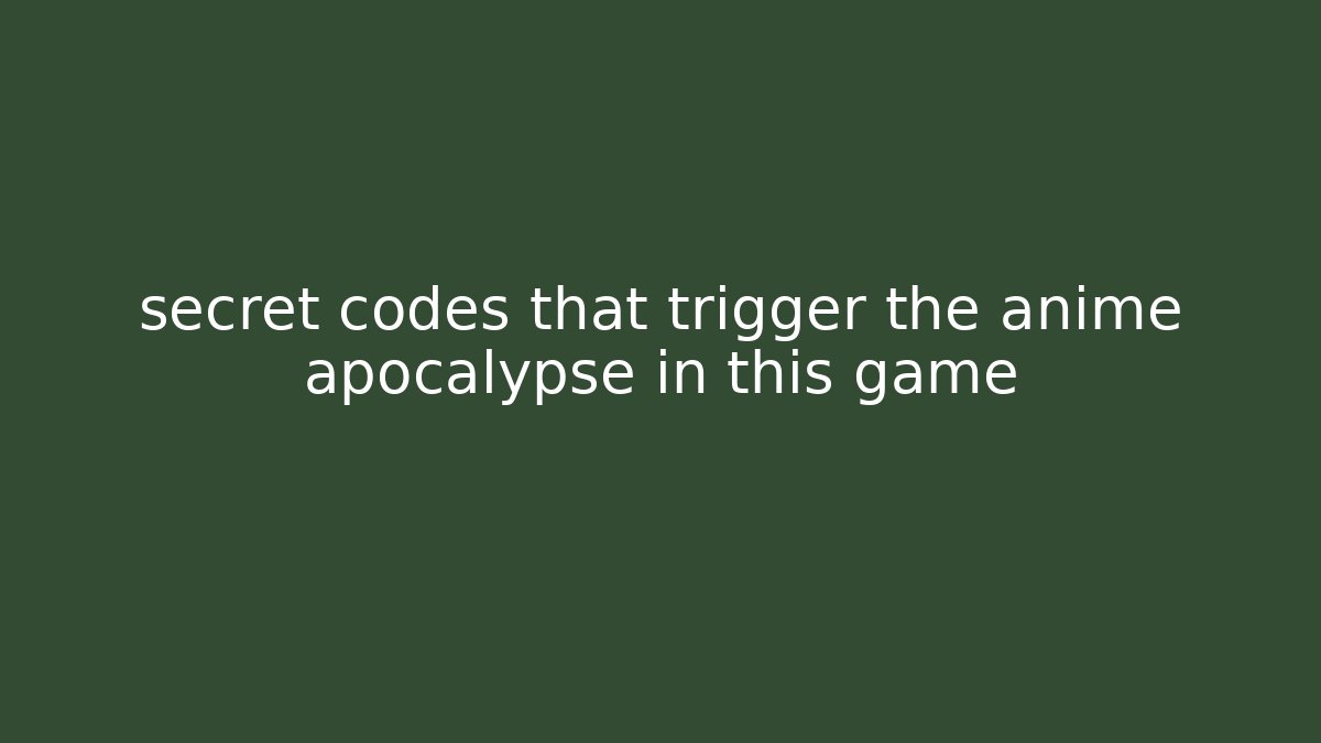 secret codes that trigger the anime apocalypse in this game